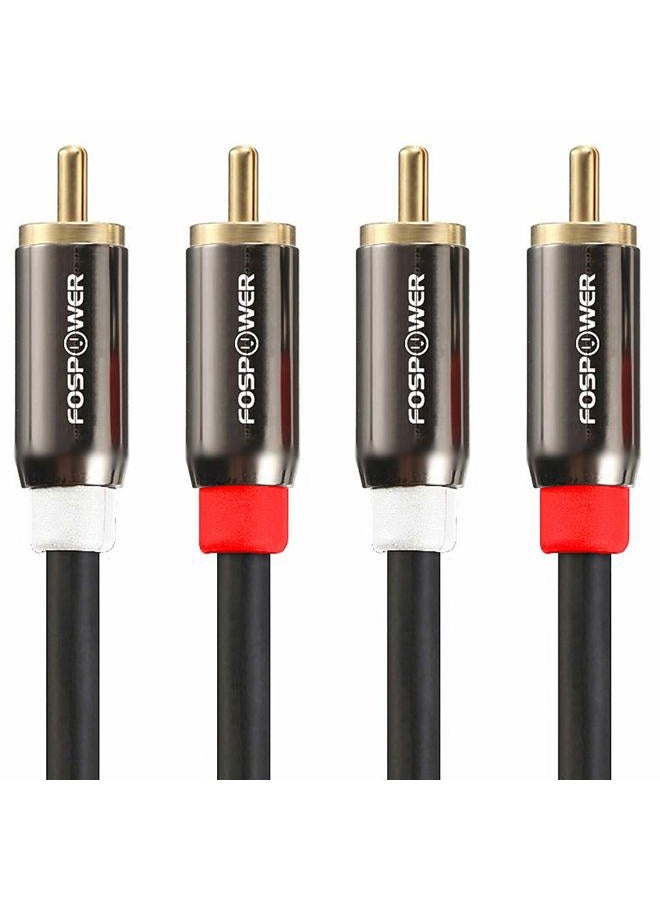FosPower (3m / 10ft) 2 RCA M/M Stereo Audio Cable [24K Gold Plated | Copper Core] 2RCA Male to 2RCA Male [Left/Right] Premium Sound Quality Plug - Image 1