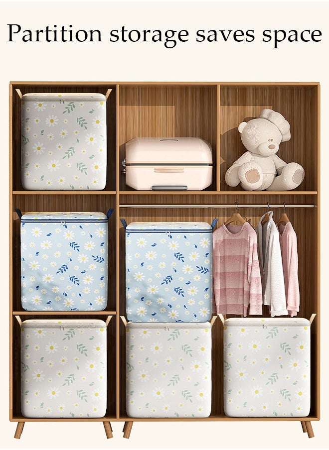 DUNISO 2PCS Wardrobe Clothes Organizer with Portable Handle Dust Cover Large Capacity Closet Storage Organizer for Clothes Jeans Washable Closet Storage Boxes Cube Storage Bin for Home Bedroom Office 110L  - Image 4