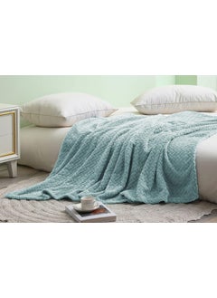 VAS COLLECTIONS Vas Collections Premium Plush Double Blanket with Leaf Jacquard 300 GSM Lightweight Cozy Soft for Bed Sofa Couch Travel Camping 220x230 cm or 86x90 inches 