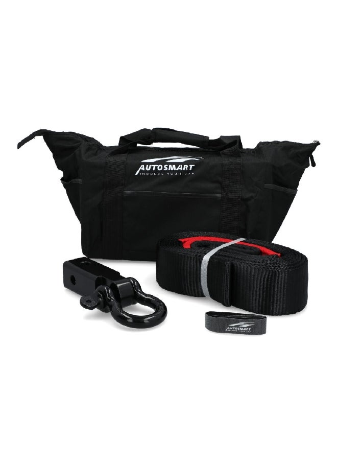 AUTOSMART Heavy Duty Tow Strap with Hitch Receiver and Shackle Black 20ft  - Image 3