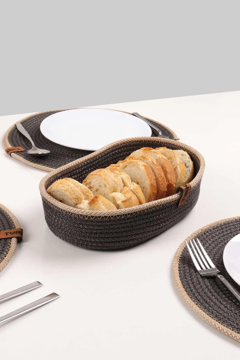 Pikas Jute Wicker Basket Set - Multi-Purpose Organizer, Bread Bin, Jute Shallow Wicker Basket, Handmade