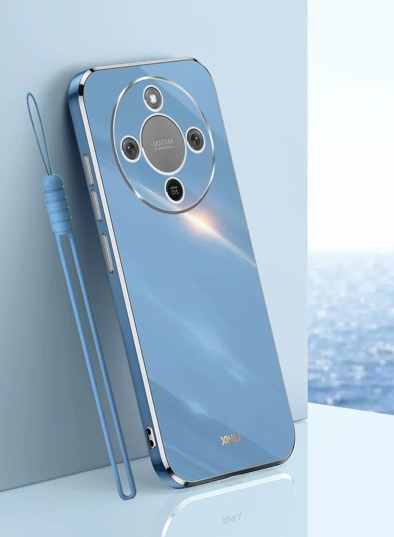 جراب For Honor X9d 5G، غطاء واقٍ من مادة TPU مطلي بالكهرباء لامع، ذهبي-أزرق