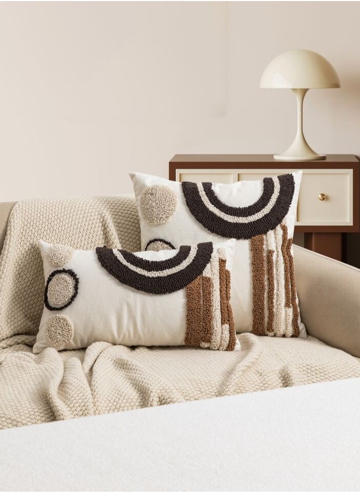 AL-HRAER - One Piece Of Embroidered Cotton Cushion Cover with Bohemian Embroidered And Furry Patterns Soft And Elegant And Modern Feeling Without Filling - Image 1