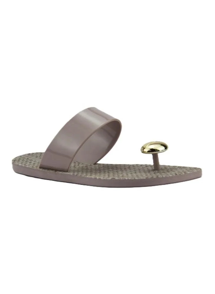 Voices Look Sardenha Women'S With Printed Sole Single Strap Sandals - Beige