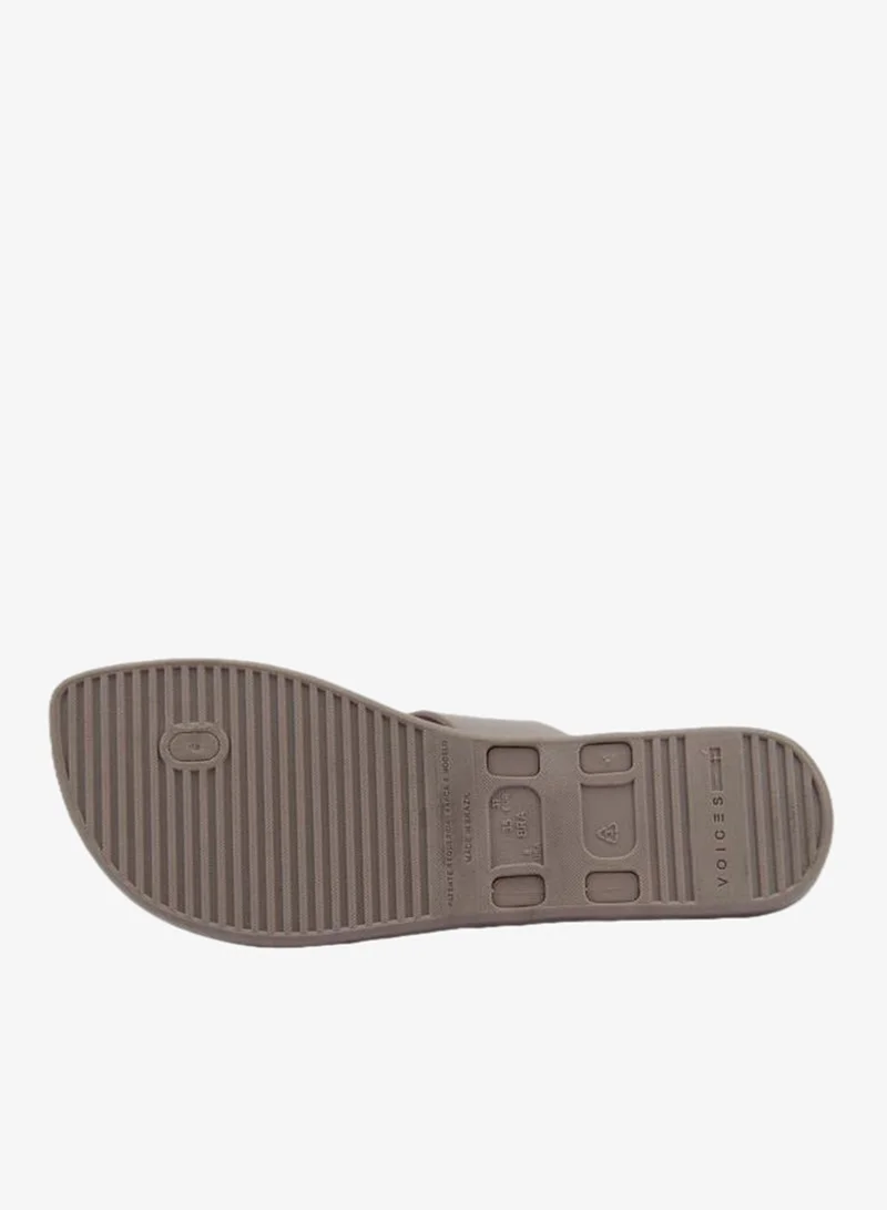 Voices Beige-Palha-Beige-Gold Look Sardenha Women'S With Printed Sole Single Strap Sandals - Beige for Women | Best Price UAE