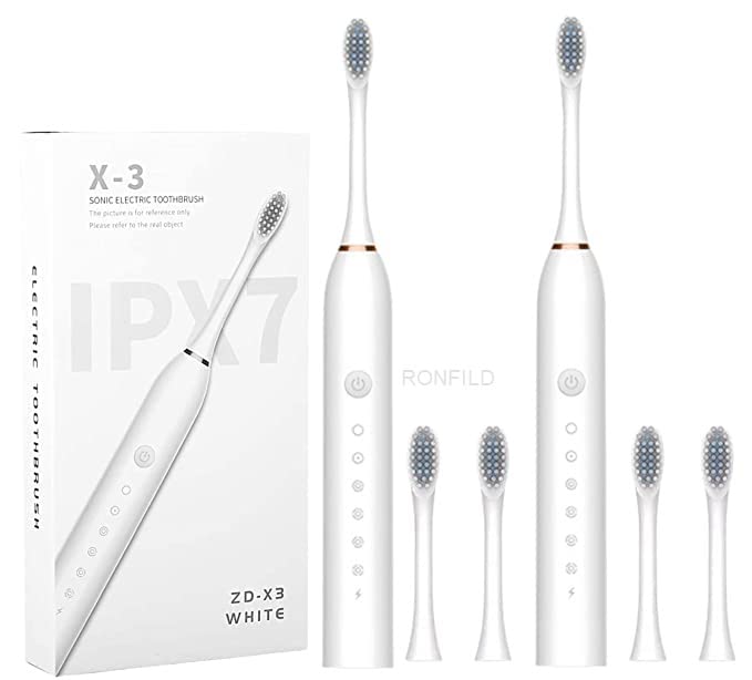 Electric Toothbrush Rechargeable Ideal for Adults, 6 Optional Modes Fast Charging Electric Ultrasonic Toothbrush with 2 min Build in Timer & 4 Replacement Brush Heads (Multi, pack of 1) - Image 1