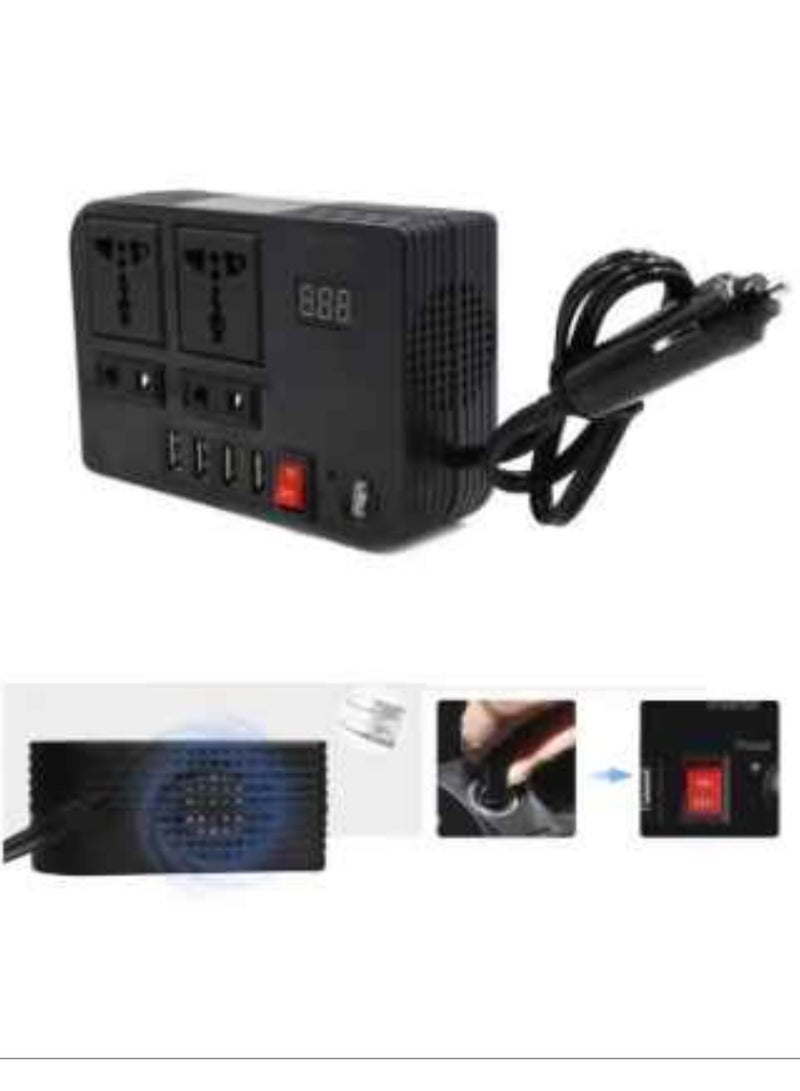 ELTRAZONE 200W Car Power Inverter,DC 12V to 110V AC Converter,DC 24V To 220V AC Converter With 1 Socket Cigarette Lighter Adapter And 3 USB Ports Charger Adapter,Car Accessories - Image 4