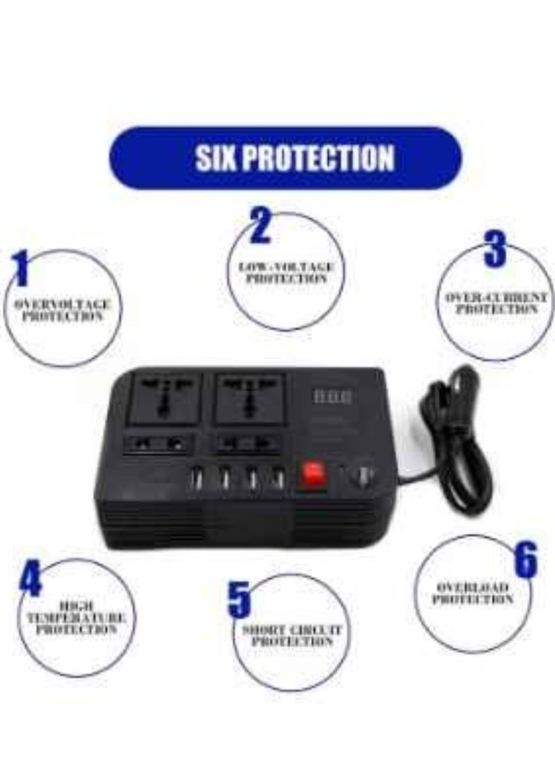 ELTRAZONE 200W Car Power Inverter,DC 12V to 110V AC Converter,DC 24V To 220V AC Converter With 1 Socket Cigarette Lighter Adapter And 3 USB Ports Charger Adapter,Car Accessories - Image 2