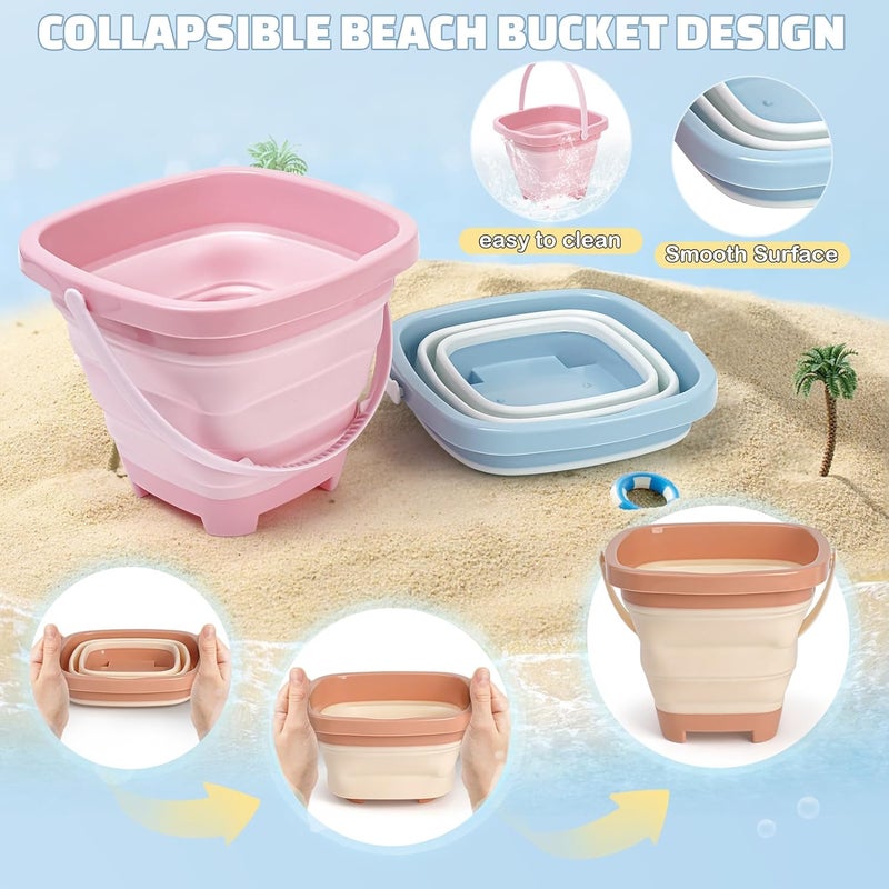 Dreamon Beach Games Children 1 Year, 18 Pieces Beach Games with Bucket Beach Children Folding Shovel Bag Net Games Beach - Image 3