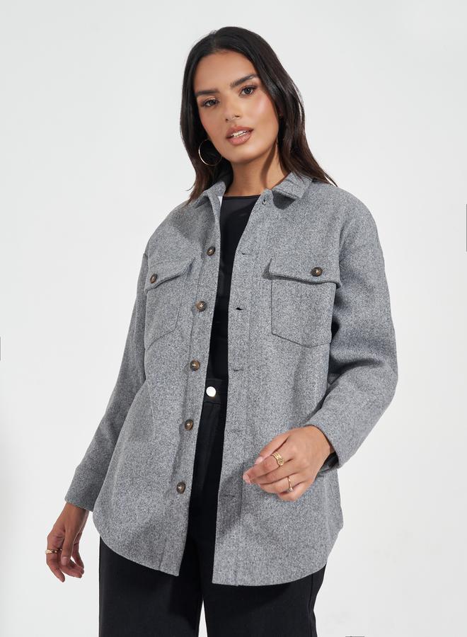 Styli Oversized Longline Wool Like Shacket - Image 1