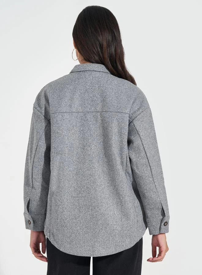 Styli Oversized Longline Wool Like Shacket