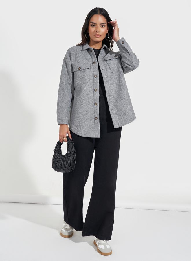 Styli Oversized Longline Wool Like Shacket - Image 2