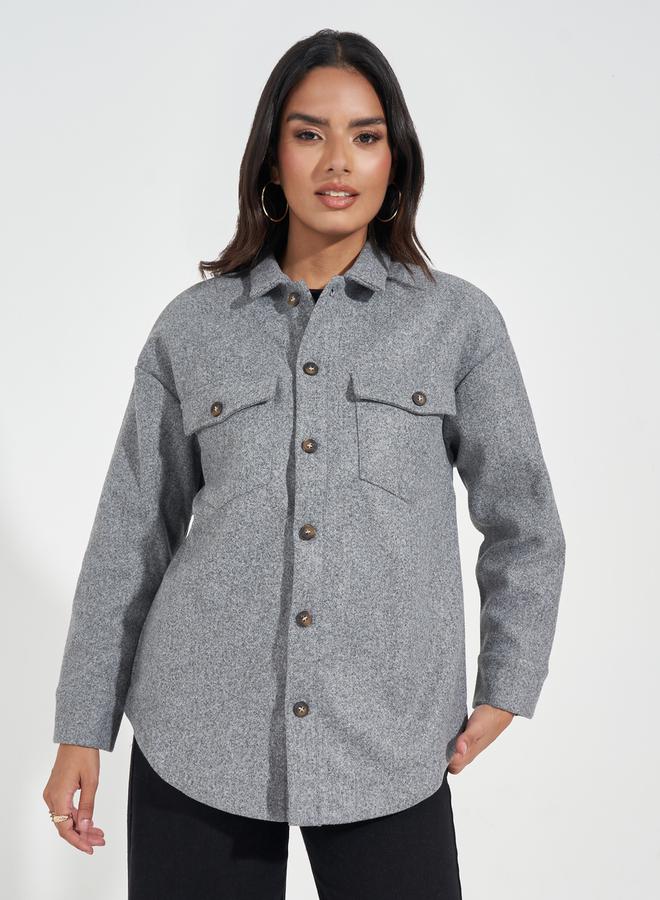 Styli Oversized Longline Wool Like Shacket - Image 3