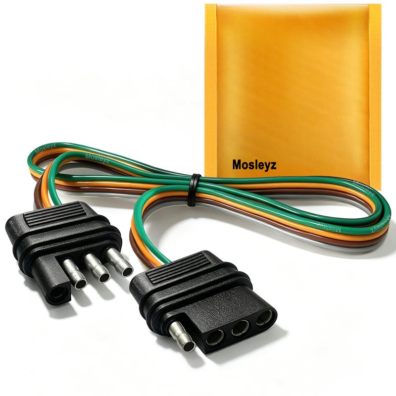 Mosleyz Trailer Wire Extension 4Way 4 Pin Plug 4 Wire 4Flat Connector with Male Female Plug 18 AWG 27 inch Hitch Light Trailer Wiring Harness Extender - Image 3