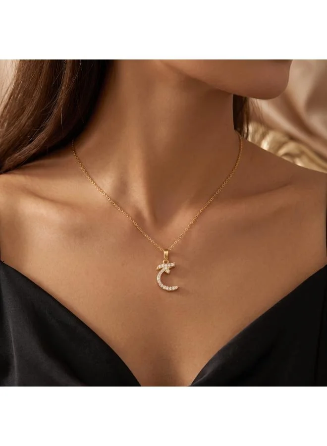 روفو Arabic Letter 'Jeem' Necklace 18k Gold Plated