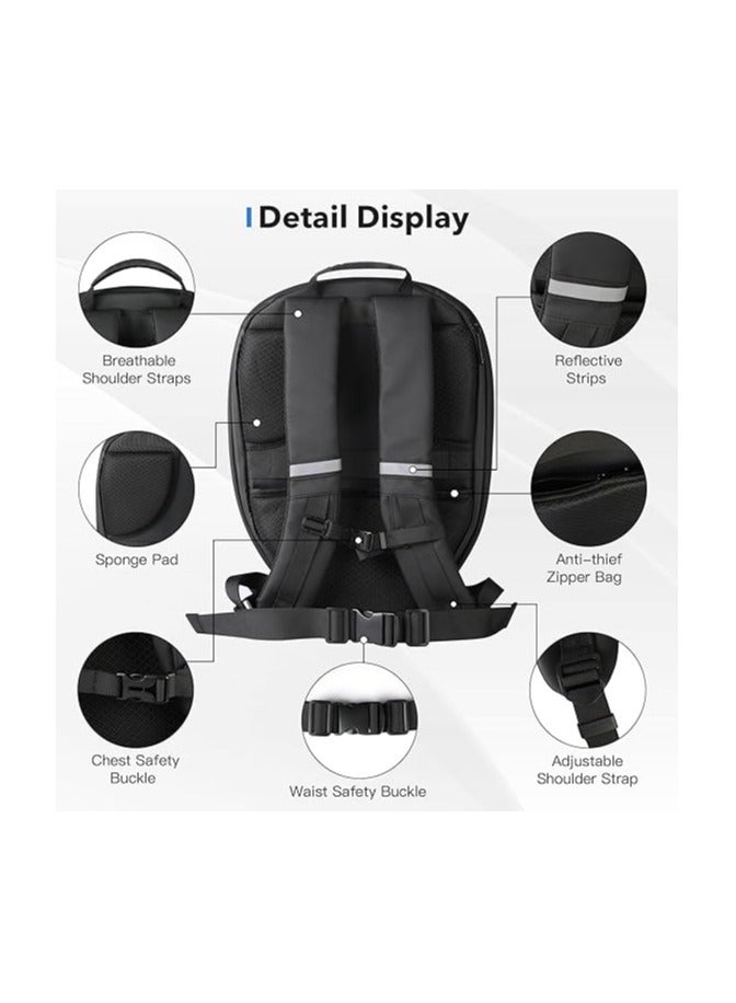 حقيبة ظهر Crelander للدراجات النارية  قابلة للبرمجة ضوء LED لركوب الدراجات النارية حقيبة كمبيوتر محمول صلبة شاشة HD منظر جميل - Image 5