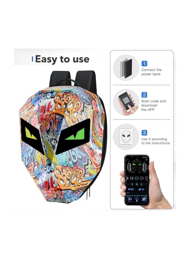 حقيبة ظهر Crelander للدراجات النارية  قابلة للبرمجة ضوء LED لركوب الدراجات النارية حقيبة كمبيوتر محمول صلبة شاشة HD منظر جميل - Image 2