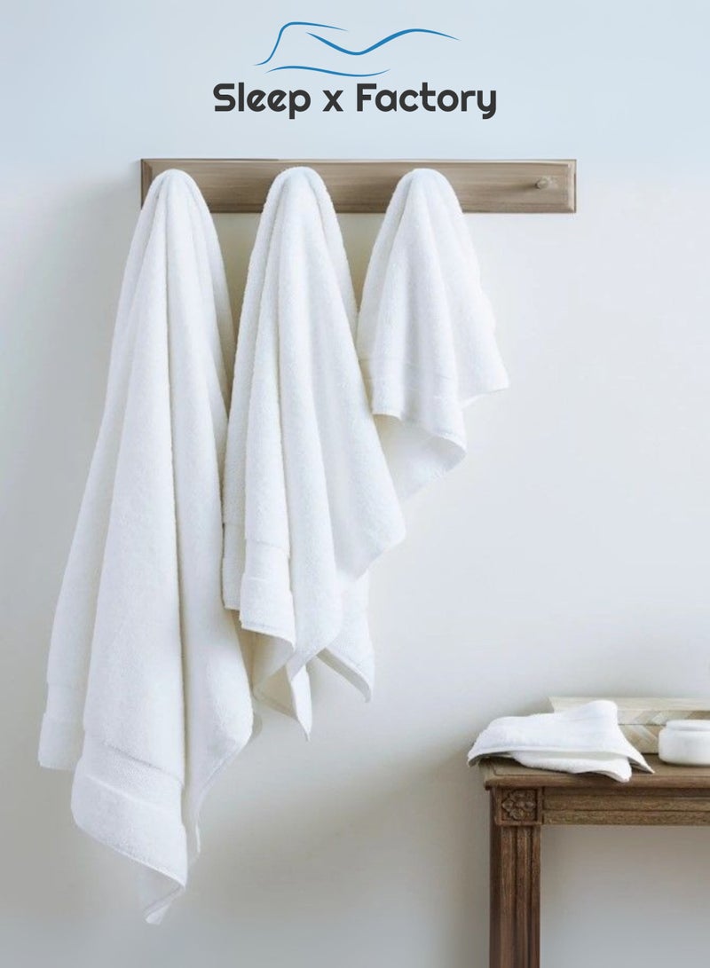 Sleep x Factory 3 White Bath Sheets – 100% Cotton, Extra-Large, Soft & Absorbent – 90x180 cm  - Image 4