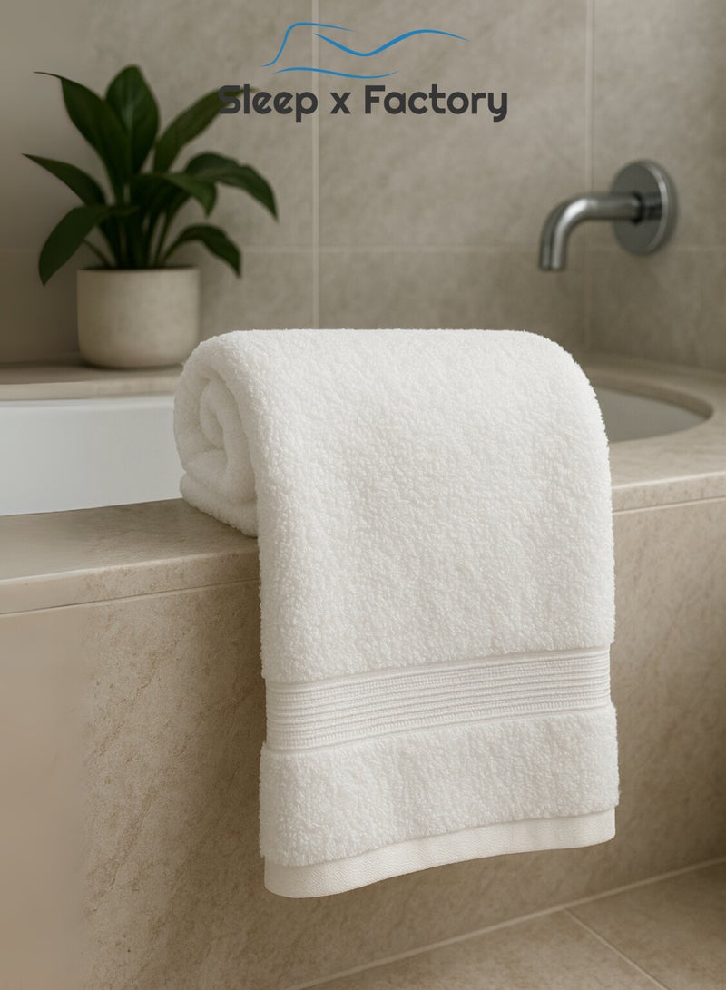 Sleep x Factory 3 White Bath Sheets – 100% Cotton, Extra-Large, Soft & Absorbent – 90x180 cm  - Image 2