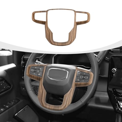 RAZPOY Steering Wheel Trim Cover Compatible with GMCSierra 1500 20192026 GMCSierra 2500HD3500HD 20202026 for GMCYukon 20212024 Wood Grain - Image 1