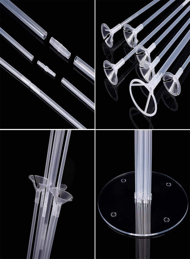EBOCACB Balloon Stand Kit Balloon Table Stand Kit balloon sticks with cups easy assembly Balloon Holder 2set Clear Balloon Stand Kit Including 11 sticks, 7 cups, 4 union joints and 1 base per kit，Reusable Clear Balloon Centerpiece Stand Table Desktop Holder for Birthday Wedding Party Festival Event Decorations. (8pcs) - Image 3