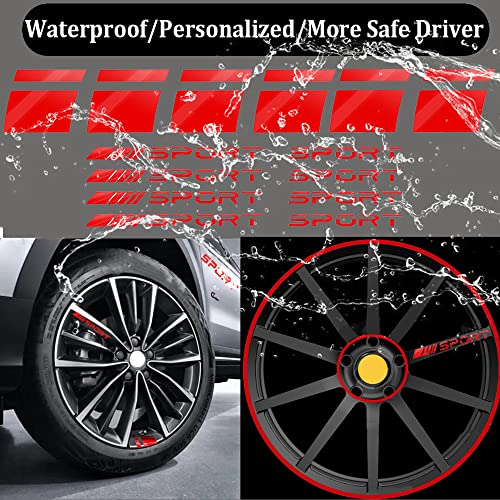 Pincuttee 14pcs Car Decal Stickers,Wheel Rim Decal Sticker,Sport Logo Reflective Stickers,Sport Emblem Car Rear Bumper Sticker,Rear Mirror Decals for All Vehicles(Red,14PCS) - Image 4