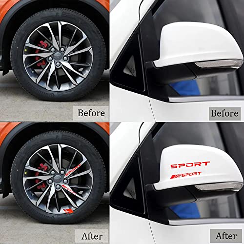 Pincuttee 14pcs Car Decal Stickers,Wheel Rim Decal Sticker,Sport Logo Reflective Stickers,Sport Emblem Car Rear Bumper Sticker,Rear Mirror Decals for All Vehicles(Red,14PCS) - Image 5