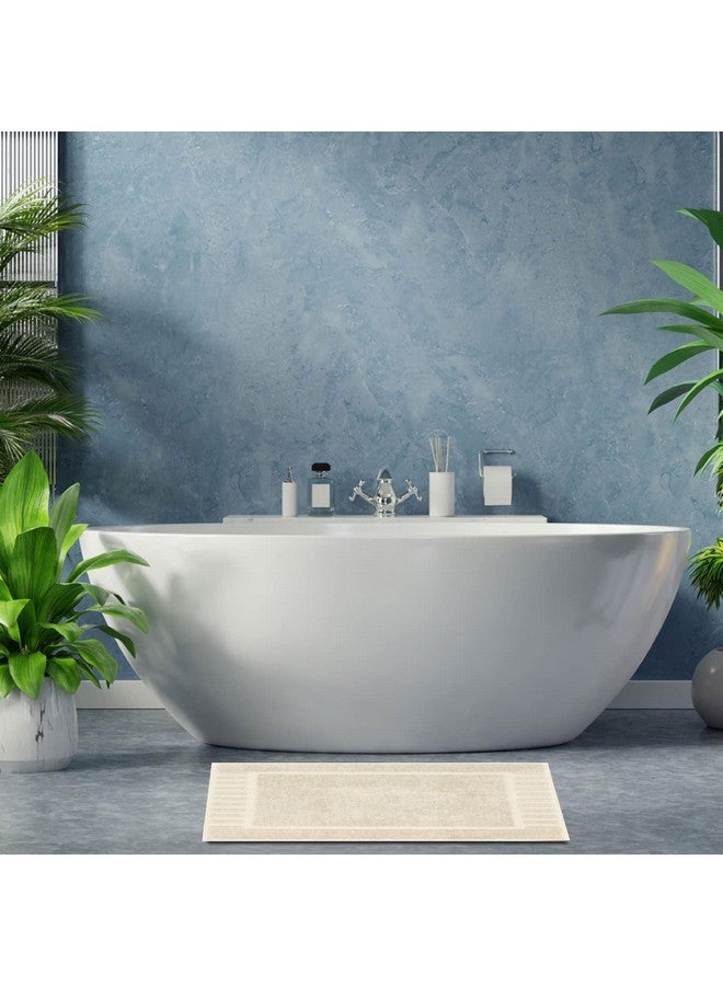 White Classic مجموعة حصائر حمام فاخرة كلاسيكية بيضاء - مناشف أرضية ماصة من القطن لفنادق السبا والدش/البانيو [ليست سجادة حمام] 22"x34" | 2 عبوة | عاجي - Image 5
