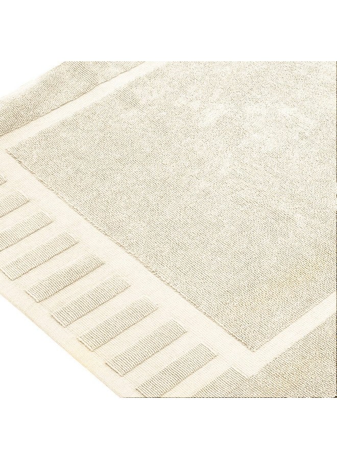 White Classic مجموعة حصائر حمام فاخرة كلاسيكية بيضاء - مناشف أرضية ماصة من القطن لفنادق السبا والدش/البانيو [ليست سجادة حمام] 22"x34" | 2 عبوة | عاجي - Image 2