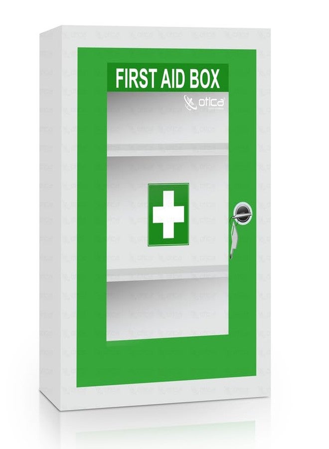 OTICA First Aid Box Emergency Medical Kit for Medicine Storage Multi Compartment First Aid Kit Box for Home, School, Office with Key Lock, Big Size, Wall Mount (Green) - Image 1