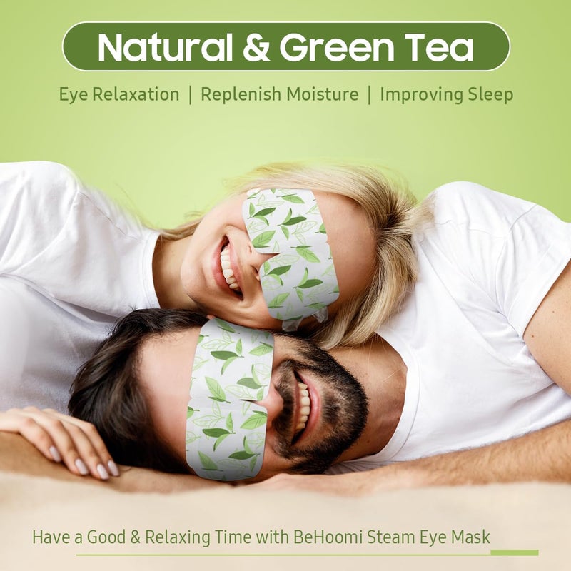 BeHoomi Steam Eye Mask, 10Packs Heated Eye Mask, Self Heating Disposable SPA Warm Compress for Eyes Sleep Mask, Travel Essentials & Relaxation Gifts, Valentine's Day Gifts (Green Tea Scent) - Image 2