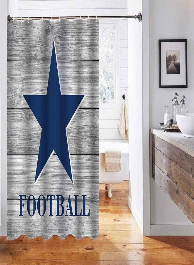 Namdeva American Football Shower Curtain, Navy Blue Texas Star Grey Rustic Wood Planks Athlete Championship Cool Sports Bathroom Decor for Fans Men, Waterproof Fabric Shower Curtain, 72 X 72 Inch - Image 5