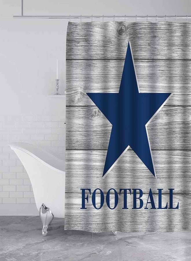 Namdeva American Football Shower Curtain, Navy Blue Texas Star Grey Rustic Wood Planks Athlete Championship Cool Sports Bathroom Decor for Fans Men, Waterproof Fabric Shower Curtain, 72 X 72 Inch - Image 4