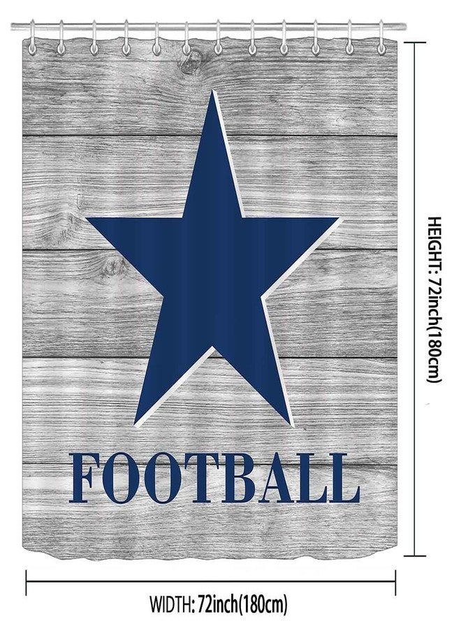 Namdeva American Football Shower Curtain, Navy Blue Texas Star Grey Rustic Wood Planks Athlete Championship Cool Sports Bathroom Decor for Fans Men, Waterproof Fabric Shower Curtain, 72 X 72 Inch - Image 2