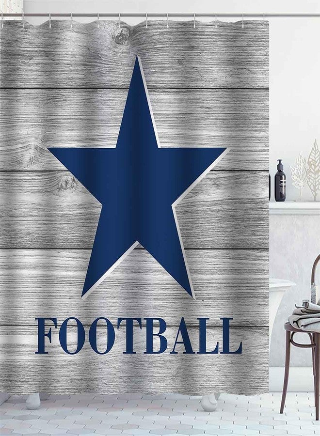 Namdeva American Football Shower Curtain, Navy Blue Texas Star Grey Rustic Wood Planks Athlete Championship Cool Sports Bathroom Decor for Fans Men, Waterproof Fabric Shower Curtain, 72 X 72 Inch - Image 3
