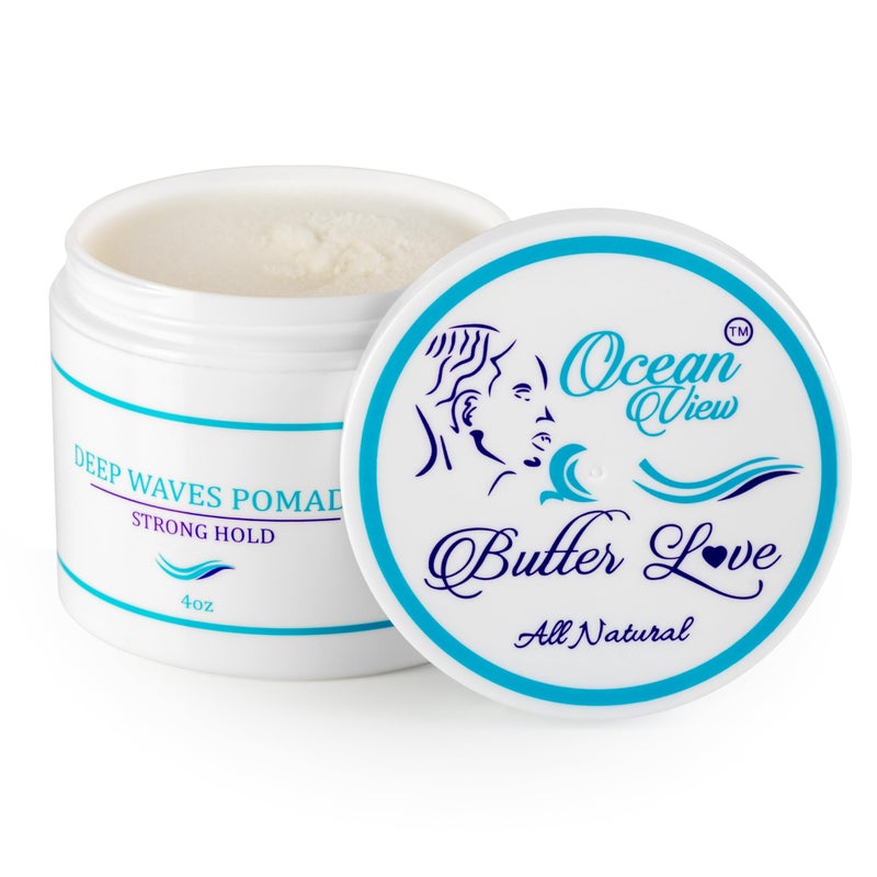 OCEAN VIEW DEEP WAVES POMADE Butter Love 360 Wave Grease for Men Promotes Layered Waves Moisture Control and Silky Shine  All Natural Wave Cream with Shea Butter and Beeswax for Wolfing 4 oz