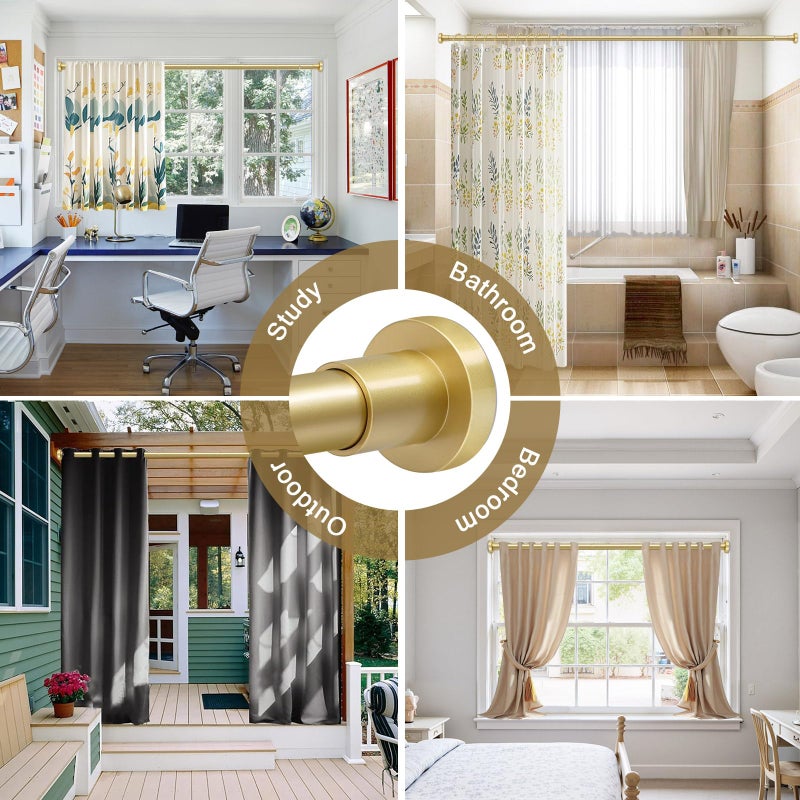 YNL Gold Shower Curtain Rod 32-80 Inch(2.7-6.6ft), Non Slip, Never Rust, No Drill Stainless Steel Spring Tension Shower Rod, Telescoping Curtain Rod for Bathroom Window Living Room - Image 5