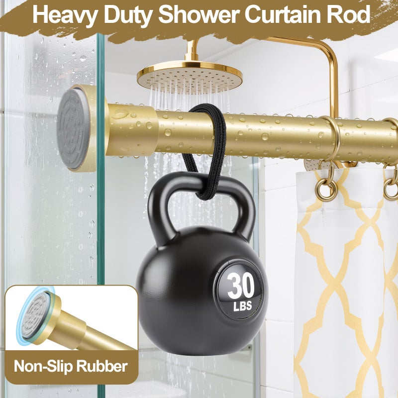 YNL Gold Shower Curtain Rod 32-80 Inch(2.7-6.6ft), Non Slip, Never Rust, No Drill Stainless Steel Spring Tension Shower Rod, Telescoping Curtain Rod for Bathroom Window Living Room - Image 3