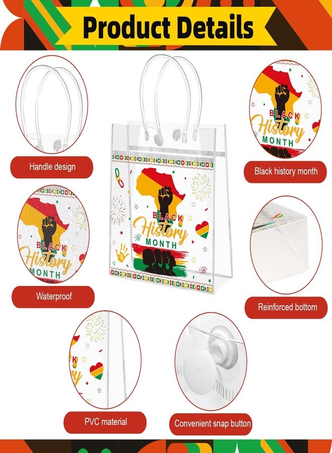 Beupy 24 Pcs Black History Month Gift Bags with Handles Black History Month Party Favors Reusable Clear PVC Treat Bags African American Goodie Candy Gift Bags for BHM Decorations, 8 x 8 x 3.15 Inch - Image 3