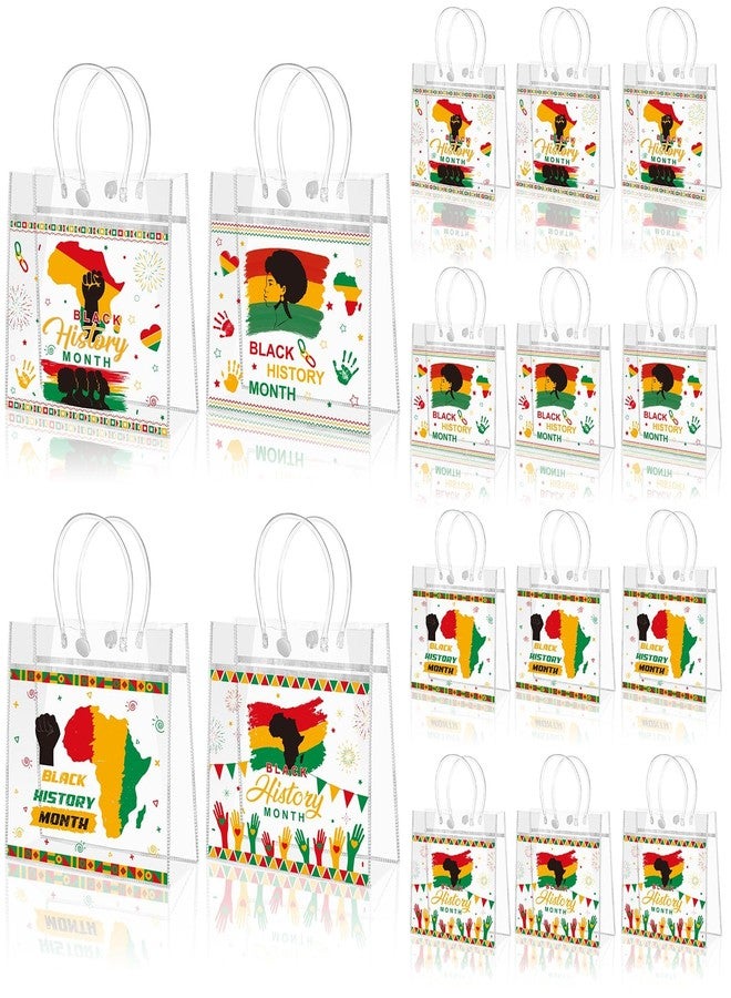 Beupy 24 Pcs Black History Month Gift Bags with Handles Black History Month Party Favors Reusable Clear PVC Treat Bags African American Goodie Candy Gift Bags for BHM Decorations, 8 x 8 x 3.15 Inch - Image 1