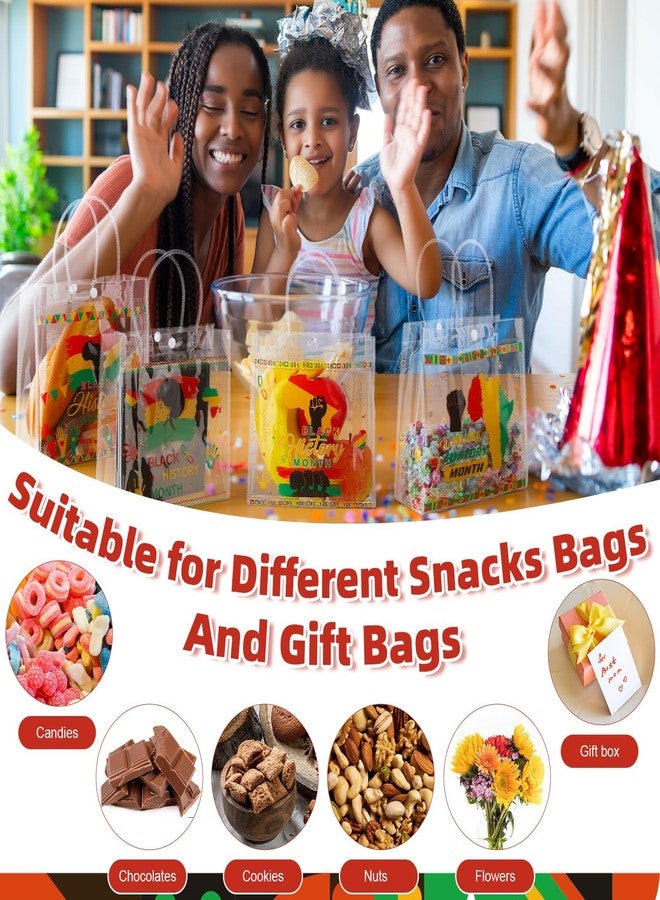 Beupy 24 Pcs Black History Month Gift Bags with Handles Black History Month Party Favors Reusable Clear PVC Treat Bags African American Goodie Candy Gift Bags for BHM Decorations, 8 x 8 x 3.15 Inch - Image 5