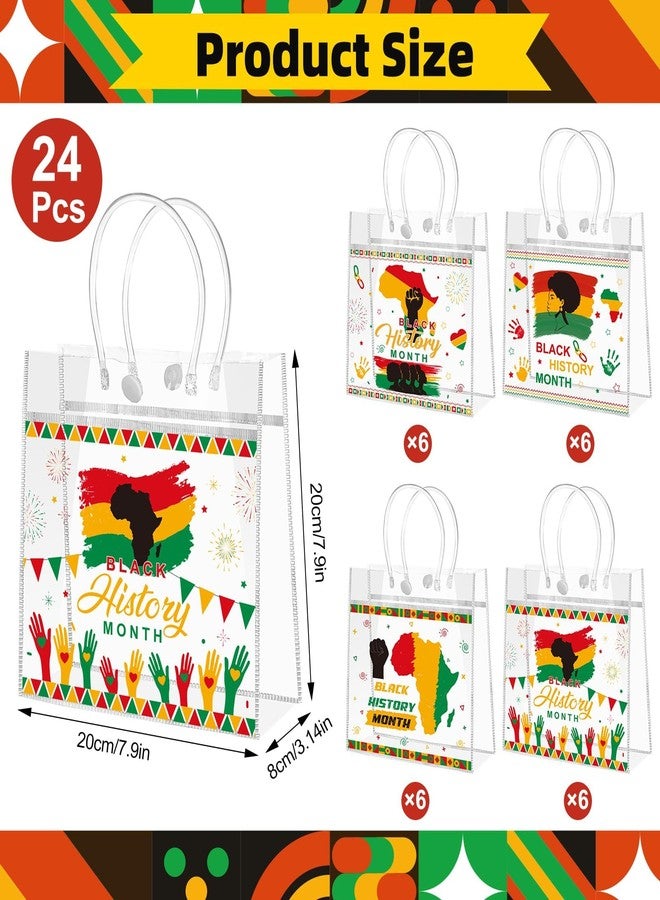 Beupy 24 Pcs Black History Month Gift Bags with Handles Black History Month Party Favors Reusable Clear PVC Treat Bags African American Goodie Candy Gift Bags for BHM Decorations, 8 x 8 x 3.15 Inch - Image 2