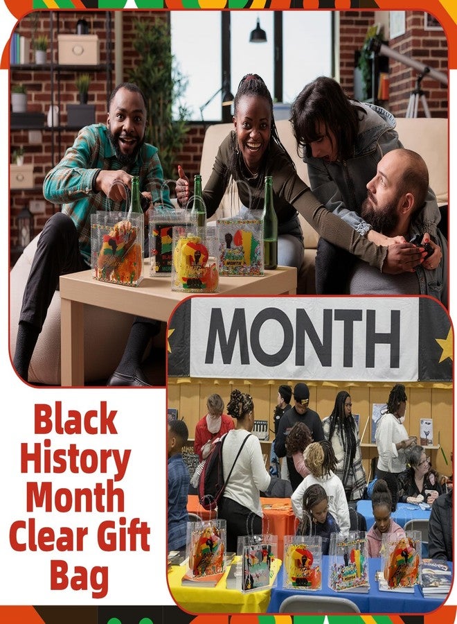 Beupy 24 Pcs Black History Month Gift Bags with Handles Black History Month Party Favors Reusable Clear PVC Treat Bags African American Goodie Candy Gift Bags for BHM Decorations, 8 x 8 x 3.15 Inch - Image 4