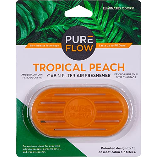 Pureflow Cabin Filter Air Freshener with Odor Eliminator – Fits on Most Car, Truck, and SUV Cabin Air Filters - Tropical Peach (1 Pack) - Image 1
