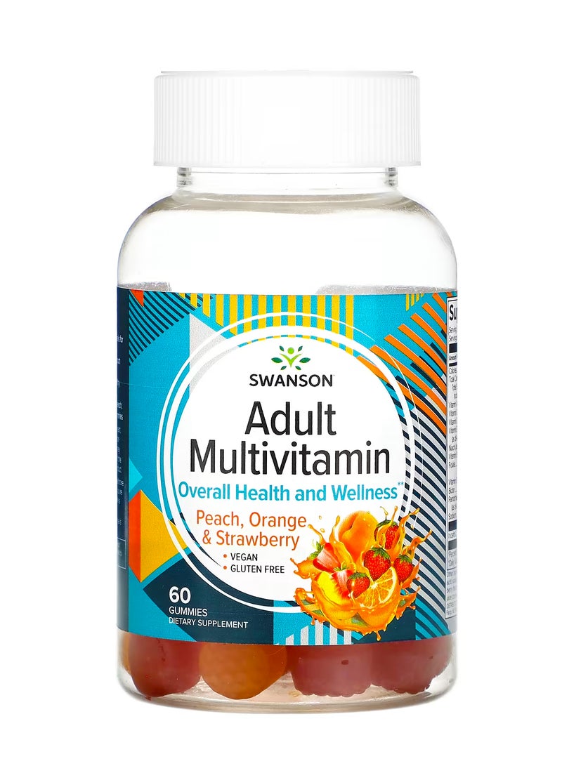 Adult Multivitamin Peach Orange & Strawberry 60 Gummies