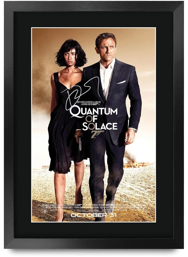 HWC Trading HWC Trading James Bond - Quantum Of Solace Movie Poster Daniel Craig Signed 16 x 12 inch Framed Gift Printed Autograph Film Print Photo Picture Display - 16" x 12" Framed  - Image 1