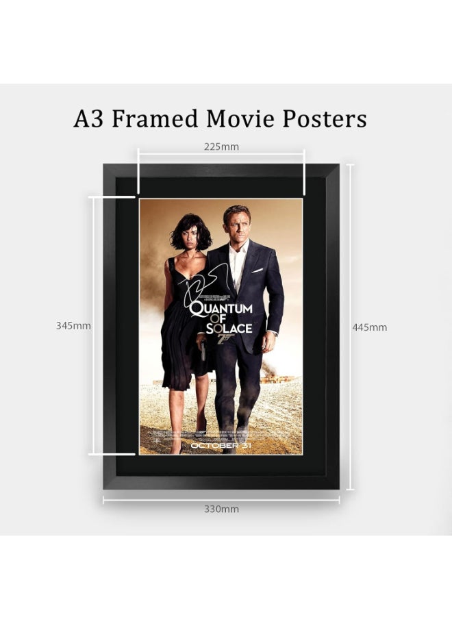 HWC Trading HWC Trading James Bond - Quantum Of Solace Movie Poster Daniel Craig Signed 16 x 12 inch Framed Gift Printed Autograph Film Print Photo Picture Display - 16" x 12" Framed  - Image 2