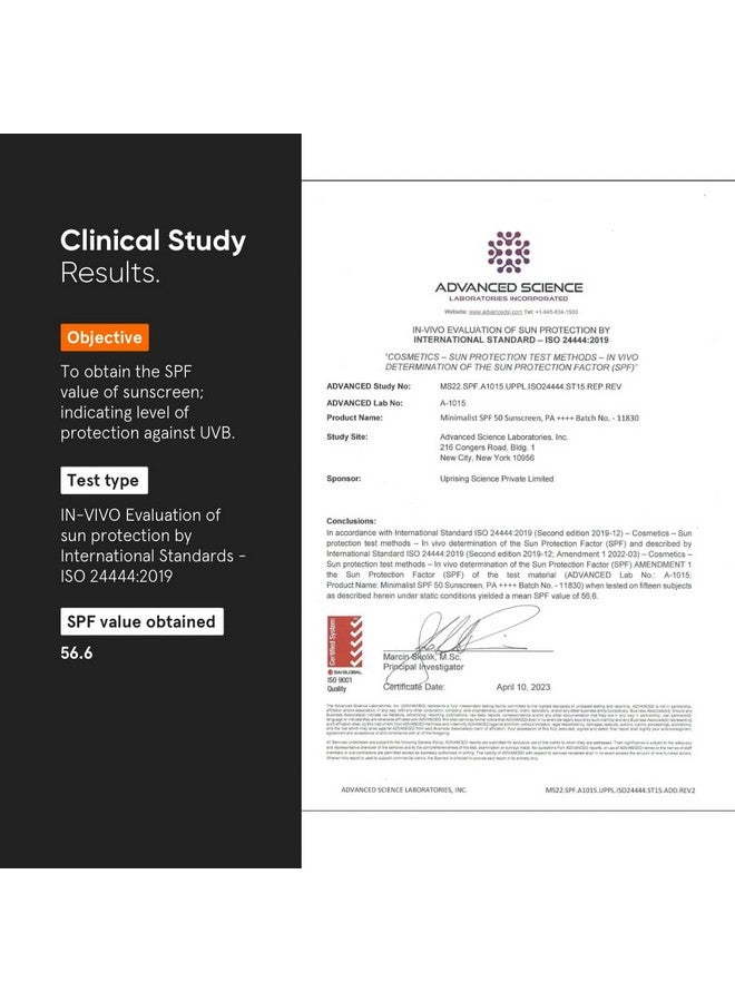 منيماليست واقي شمسي بسيط بعامل حماية من أشعة الشمس SPF 50 PA++++ | تم اختباره سريريًا في الولايات المتحدة (داخل الجسم الحي) | خفيف الوزن مع فيتامينات متعددة | بدون طبقة بيضاء | واسع الطيف | للنساء والرجال | 100 جرام (عبوة من قطعة واحدة) - Image 3