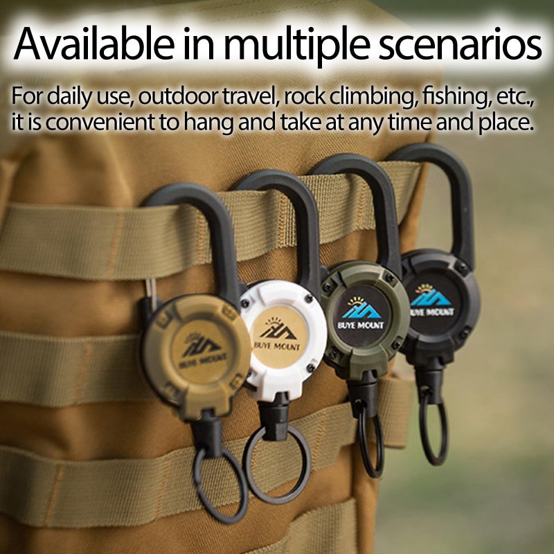 Yojaro Retractable Keychain Heavy Duty, Multitool Carabiner Badge Holder, Retractable Keychain Clip Id Holder, Upgraded 58cm Stainless Steel Cord, Suitable for Men and Women Green - Image 2