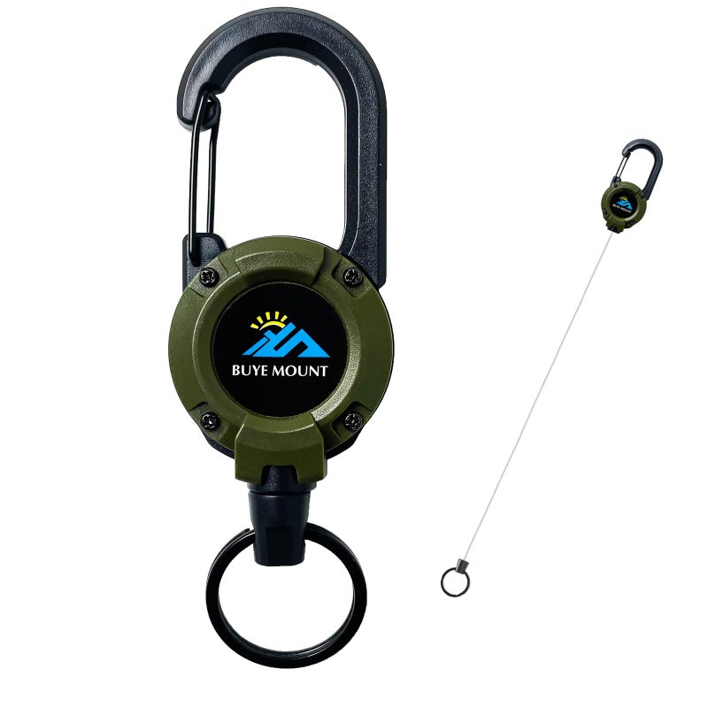 Yojaro Retractable Keychain Heavy Duty, Multitool Carabiner Badge Holder, Retractable Keychain Clip Id Holder, Upgraded 58cm Stainless Steel Cord, Suitable for Men and Women Green - Image 1